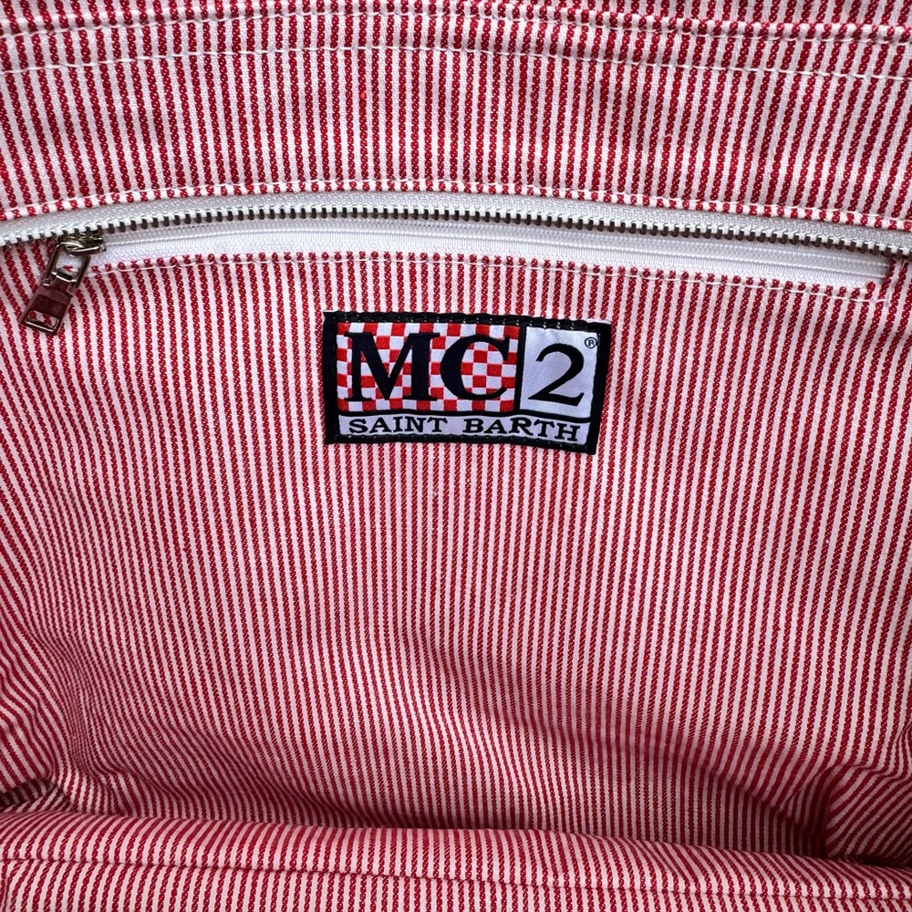 MC2 Saint Barth Vanity Sponge Terry Embossed Purple Orange Beach Tote Bag - Picture 9 of 10